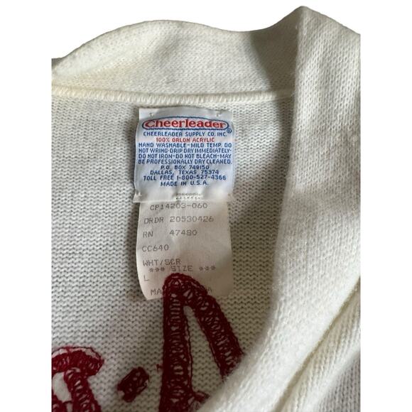 VTG Cheerleader Supply Co. Chuck A Burger Striped Large Sweater Cardigan USA - Picture 3 of 8